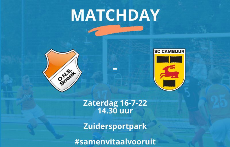 ONSSneek's tweet photo. MATCHDAY!
14.30 uur ONS Sneek - @SCCambuurLwd O21 (oefen)
#onscam https://t.co/r08qDK8Gol