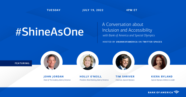 GirishManral8's tweet photo. .@BankofAmerica is hosting a conversation with our long-time partner @specialolympics about our shared commitment to creating a more inclusive future. Set a reminder to join me Tuesday (7/19) at 4pm ET! #ShineAsOne https://t.co/MgCaBaOyWp https://t.co/e69t7IScGE