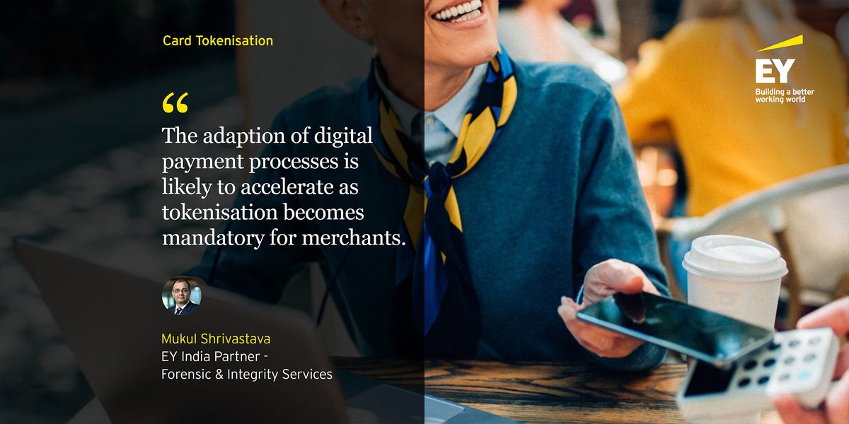 EY_India's tweet photo. To comply with the RBI’s new guidelines on tokenizing credit and debit cards, token provisioning has made considerable progress with more than ten crore tokens generated by the token service providers. Read more at: https://t.co/Ajozokgb3b
#EYForensics #CardTokenisation https://t.co/Rjhk4pSlDA