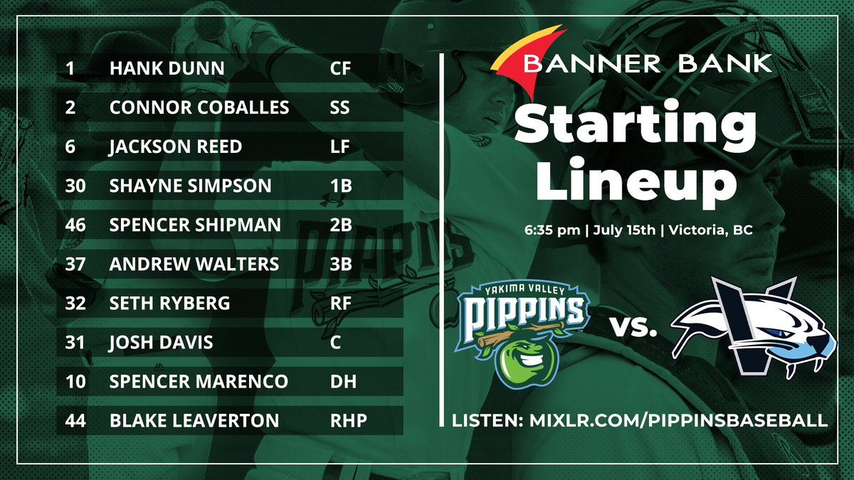 5-Game Win streak on the line in Victoria! The 1-2 punch of @Joshdavis3131 and <a href="/BlakeLeaverton/">Blake Leaverton</a> back in action today in game 1 against the HarbourCats!

Listen Live: mixlr.com/pippinsbaseball

#RollPipps | #WCL