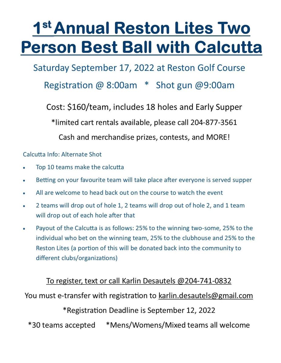 Get your teams in quick, will fill up fast!