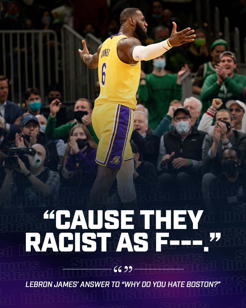 Sports Illustrated (@sinow) on Twitter photo LeBron James on Boston Celtics fans:
"...they racist as f---." 😳
(via The Shop on <a href="/uninterrupted/">UNINTERRUPTED</a>) LeBron James on Boston Celtics fans:
"...they racist as f---." 😳
(via The Shop on <a href="/uninterrupted/">UNINTERRUPTED</a>)