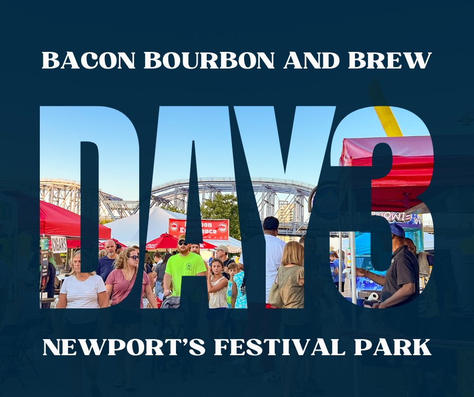 bbbfestcincy's tweet photo. Wakey wakey, bourbon, and bakey 🥃 🥓 It’s day three of the Bacon Bourbon and Brew Festival! 

✹Saturday, July 16: 12-11pm
✹Sunday, July 17: 12-9pm

📍 Newport’s Festival Park (Riverboat Row)
🔗 https://t.co/EQgjVpUD5s https://t.co/hhpWiSkVNk