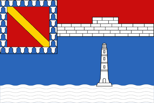 Vexillologie's tweet image. Le drapeau du #VerdonSurMer (@gironde/@NvelleAquitaine) entre sur liste &amp;amp; carte des drapeaux communaux 🇫🇷.Rappel: des🛡️sur fond uni = notre note de 1/5 niveau design en #Vexillologie. L'Armorié ferait plus sens. Merci @OlivierTouzeau pour info!👉bit.ly/DrapeauxFR
