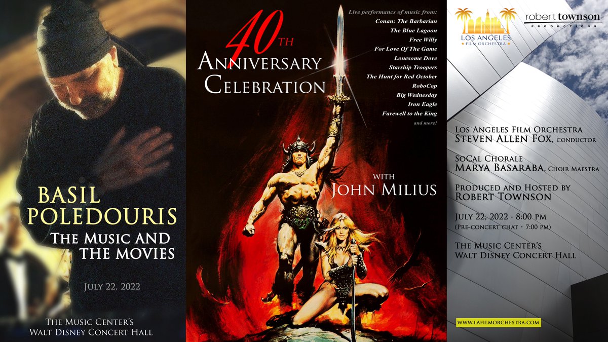 Sara Andon, FLUTIST (@saraandon) on Twitter photo Event of the Summer! THIS FRI. JULY 22 @8PM! <a href="/WaltDisneyHall/">The Walt Disney Hall</a>! *BASIL POLEDOURIS-THE MUSIC AND THE MOVIES"! Featuring the Los Angeles Film Orchestra, SoCal Chorale & many special guests! Produced/hosted by <a href="/RobertTownsonP1/">Robert Townson Productions</a>.
FULL DETAILS/TIX: lafilmorchestra.com
Hope 2CUthere! Event of the Summer! THIS FRI. JULY 22 @8PM! <a href="/WaltDisneyHall/">The Walt Disney Hall</a>! *BASIL POLEDOURIS-THE MUSIC AND THE MOVIES"! Featuring the Los Angeles Film Orchestra, SoCal Chorale & many special guests! Produced/hosted by <a href="/RobertTownsonP1/">Robert Townson Productions</a>.
FULL DETAILS/TIX: lafilmorchestra.com
Hope 2CUthere!