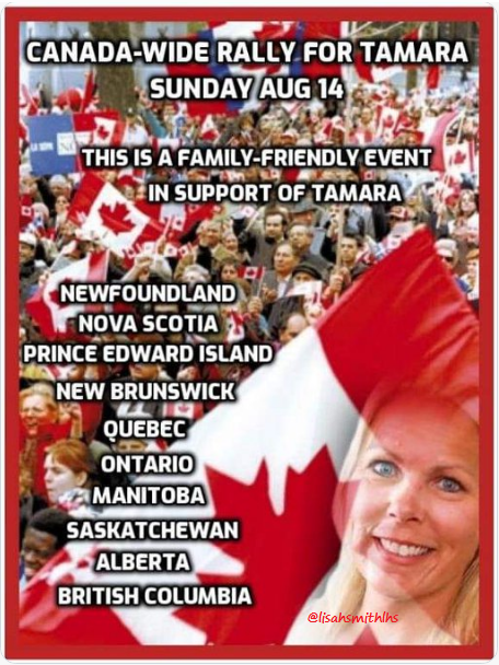 #FreeTamaraLich  🇨🇦 Canadians #LetYourVoicesBeHeard  #politicalprisoner 
🇨🇦 Canada-Wide rally for Tamara, August 14th 
Join and look for your province and join that one as well: 
facebook.com/groups/canadaw…