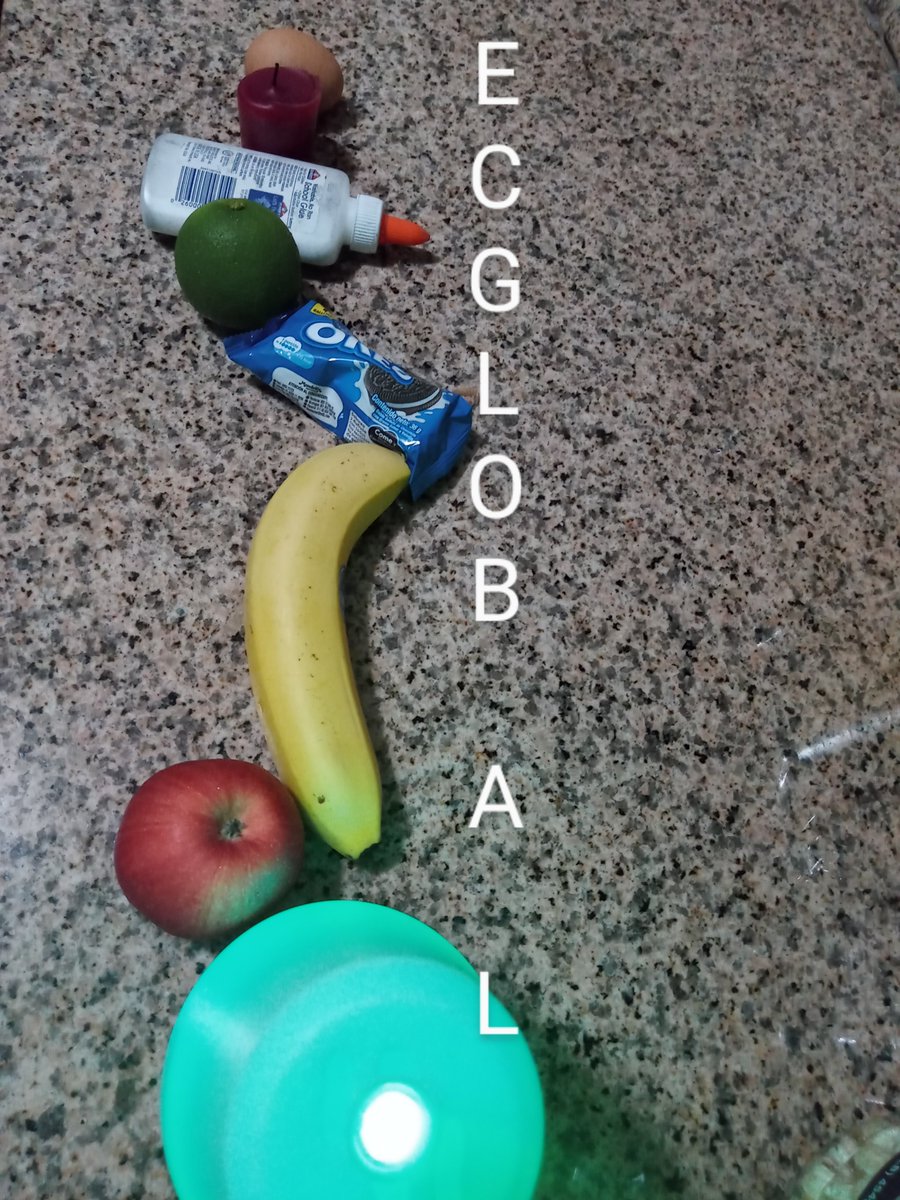 reshyed's tweet photo. @EdChangeGlobal
 #ecglobal
Egg, candle, glue, lemon, Oreo, banana, apple, lamp.😀 https://t.co/5krMGMMCND
