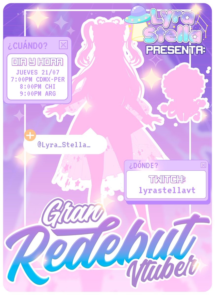 💕VENGAN A VER LO HERMOSA QUE QUEDÉ EN 3D💕
🎮LUGAR: twitch.tv/lyrastellavt
🗓 DÍA: Jueves 21 de julio del 2022
⏱HORARIOS:
🇵🇪 PERÚ - 🇲🇽 CDMX : 7:00 P.M
🇨🇱 CHILE: 8:00 P.M
🇦🇷 ARG : 9:00 P.M
😱Si no vienes, te esperan 7 años de mala suerte😱