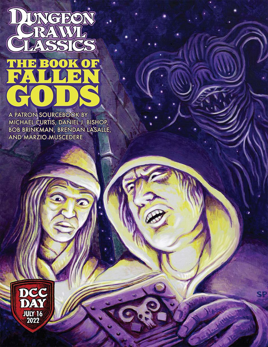 Omnihedral's tweet photo. All @GoodmanGames products 20% off tomorrow for DCC Day! This includes new releases:
*FREE DCC Day 2022 Adventure Pack
*Chanters in the Dark level 1 adventure
*Book of Fallen Gods sourcebook
*dice of the fallen gods - funky dice sets (d3, d5, d7, d14, d16, d24, d30)
#DCCDay2022 https://t.co/eyA89Snzez