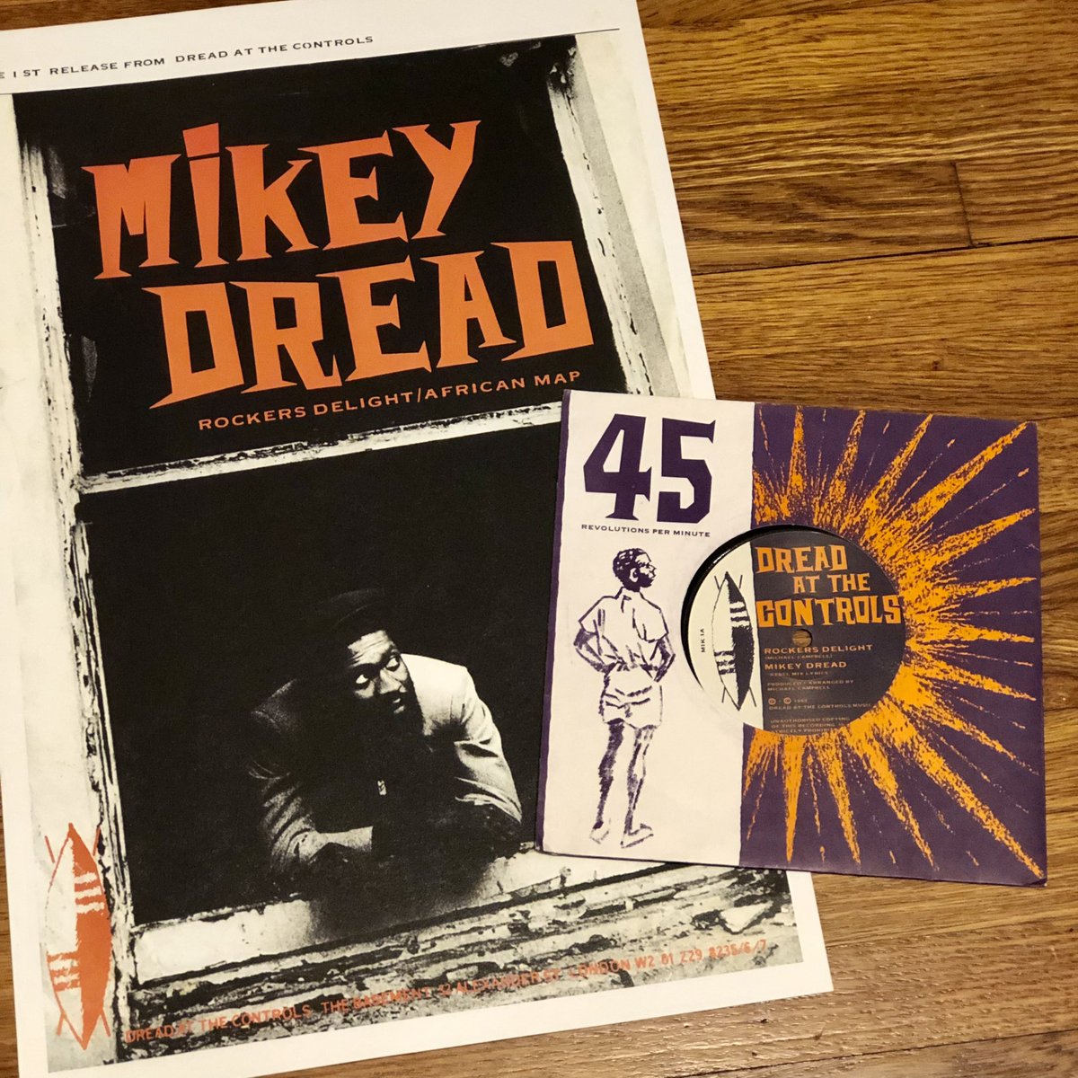 Dubmobile's tweet photo. Dread At The Controls UK first release from 1980, “Rockers Delight” by Mikey Dread. #irie #reggae #dub #Jamaica Print of promo poster pictured also. https://t.co/hapuNza6Uc