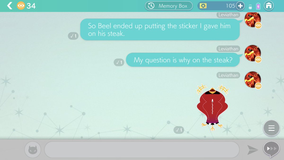 SunnyB77's tweet photo. The Beel steak sticker saga 😂😂😂 #obeyme https://t.co/ZpDPGNLtoq