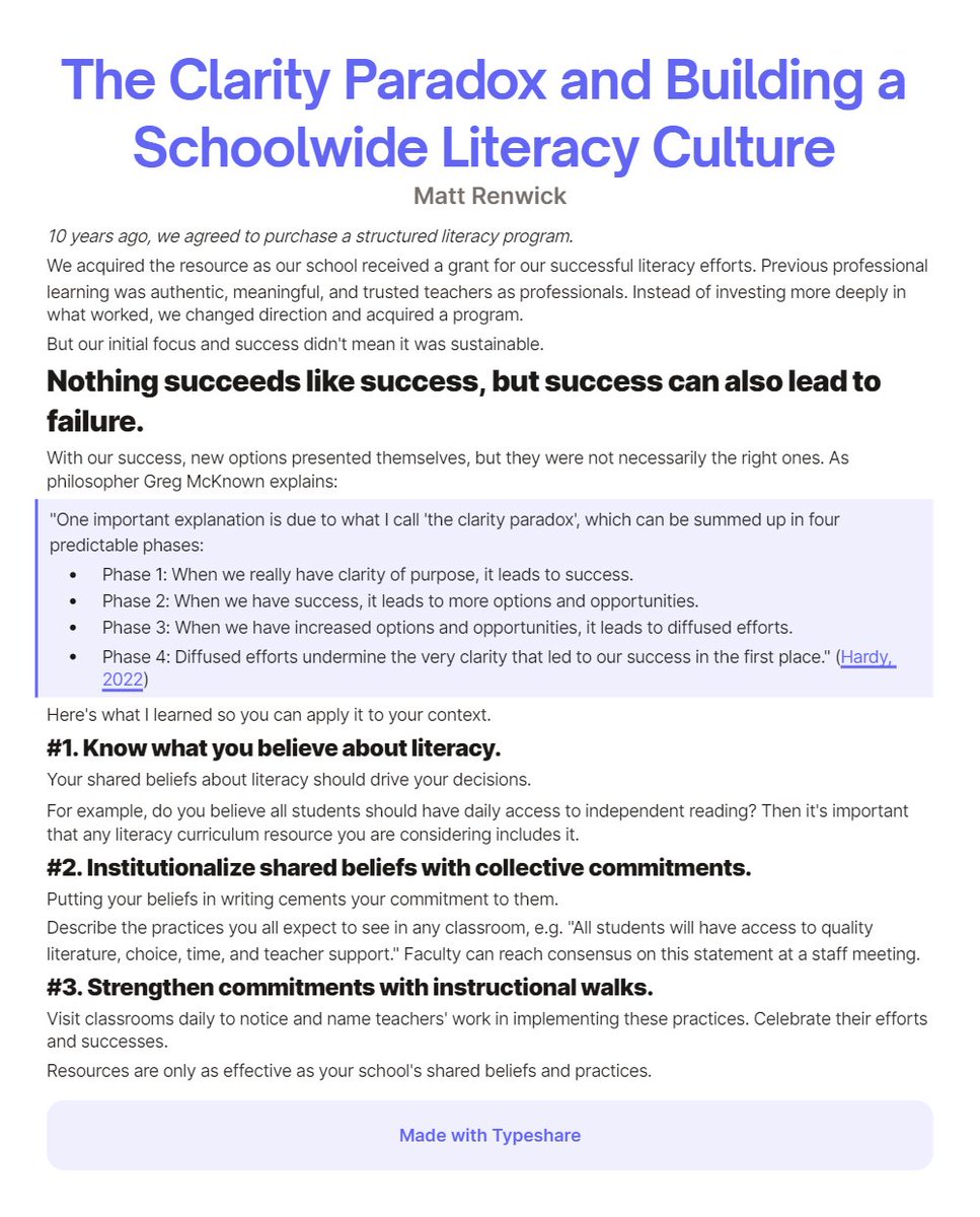 A challenge to schoolwide literacy success:

Options and opportunities

The schools who stay committed to their shared beliefs and practices can sustain excellence long term.