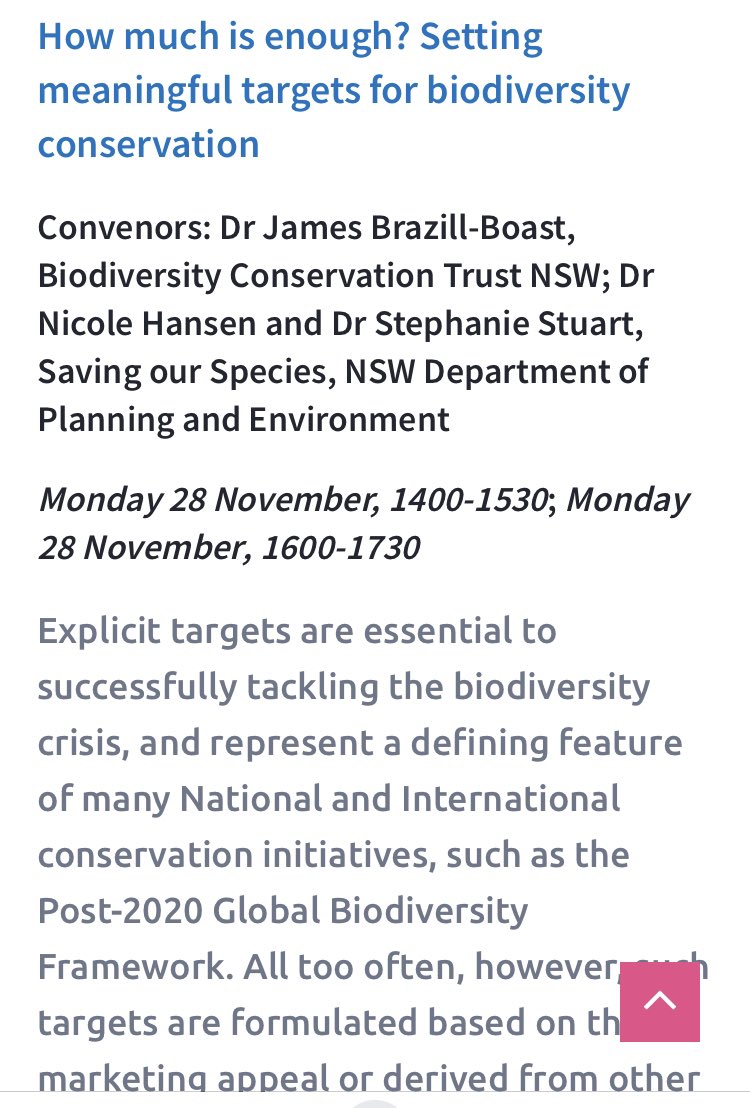 Anyone publishing conservation priority maps, strategic assessments, protected area network planning, priority threat management? Done some thinking about the targets underpinning these things? Submit an abstract for our <a href="/EcolSocAus/">Ecological Society of Australia</a> <a href="/SCBOceania/">SCB Oceania</a> symposium! esascbo2022.org.au/index.php/symp…