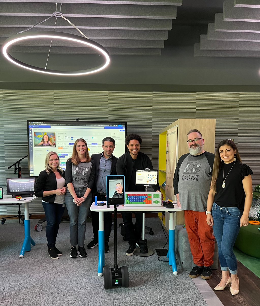 panos_panay's tweet photo. . @Trevornoah, amazing to have you back in the labs today. Thanks for spending time with us and inspiring us. #inclusivetechlab https://t.co/iXKO5H0W6F