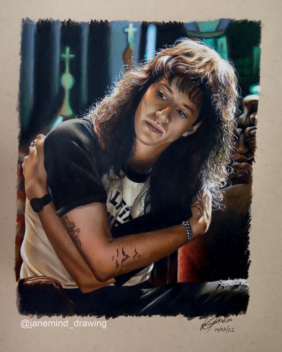 MeliloveMJ's tweet photo. ❤️❤️🔥Eddie🔥❤️❤️ mi insta: janemind_drawing #eddiemunson #josephquinn #JosephQuinn #strangerthings #drawing #prismacolor @NetflixLAT https://t.co/ZreGInVvkR