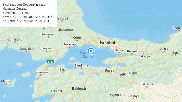 NewRoadTrip's tweet photo. #MarmaraDenizi
büyüklük 1.1 ML (119 dk önce)
derinlik 7.0km 40.85°N 28.35°E
16 Temmuz 2022 04:22:29 +03
#deprem https://t.co/gj0zWic1CD