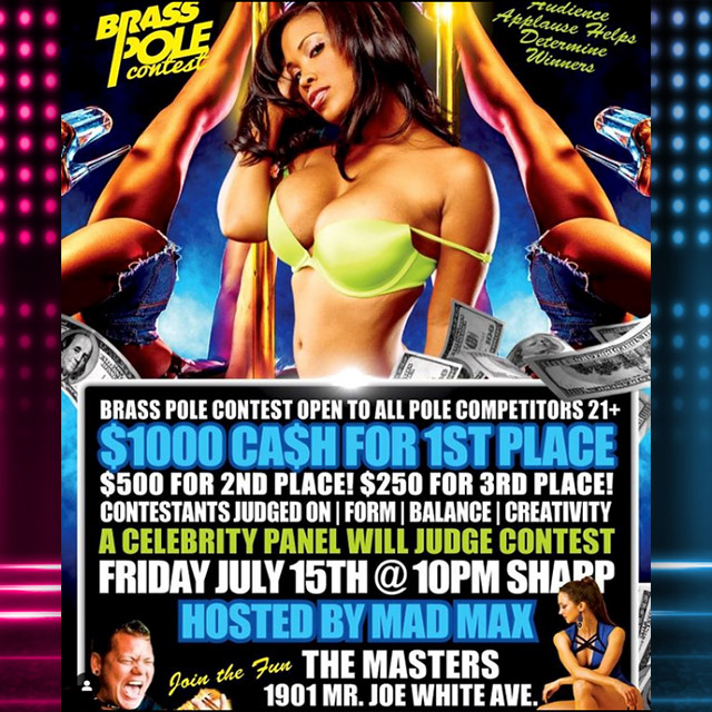 MastersClubSC's tweet photo. TONIGHT'S THE NIGHT!! FRI JULY 15🚨
Masters Brass Pole Contest🚨
💰 $,1000.00 1st Place Prize 🥇
💰$500.00 2cond Place Prize 🥈
💰 $250.00 3rd Place Prize 🥉
Celebrity Judges 👀
Hosted By Mad Maxx 🎤
DO NOT miss this amazing event!
@MastersClubSC
#poledancing #myrtlebeach https://t.co/Pg19vGQ0Eh