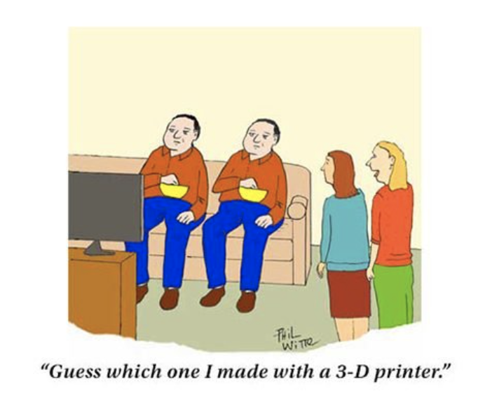 YuHelenYu's tweet photo. #FridayFeeling The only challenge of #3d printing is that you can't tell which one is real.
Cartoon by #PhilWitte
#AI #DataSecurity #DataAnalytics #Cloud #developer #BigData #5G #MachineLearning #reddit #WomenInSTEM #fintech #technology #blockchain #Job #100DaysOfCode #Web3 #IoT https://t.co/kzkQgWUs4D