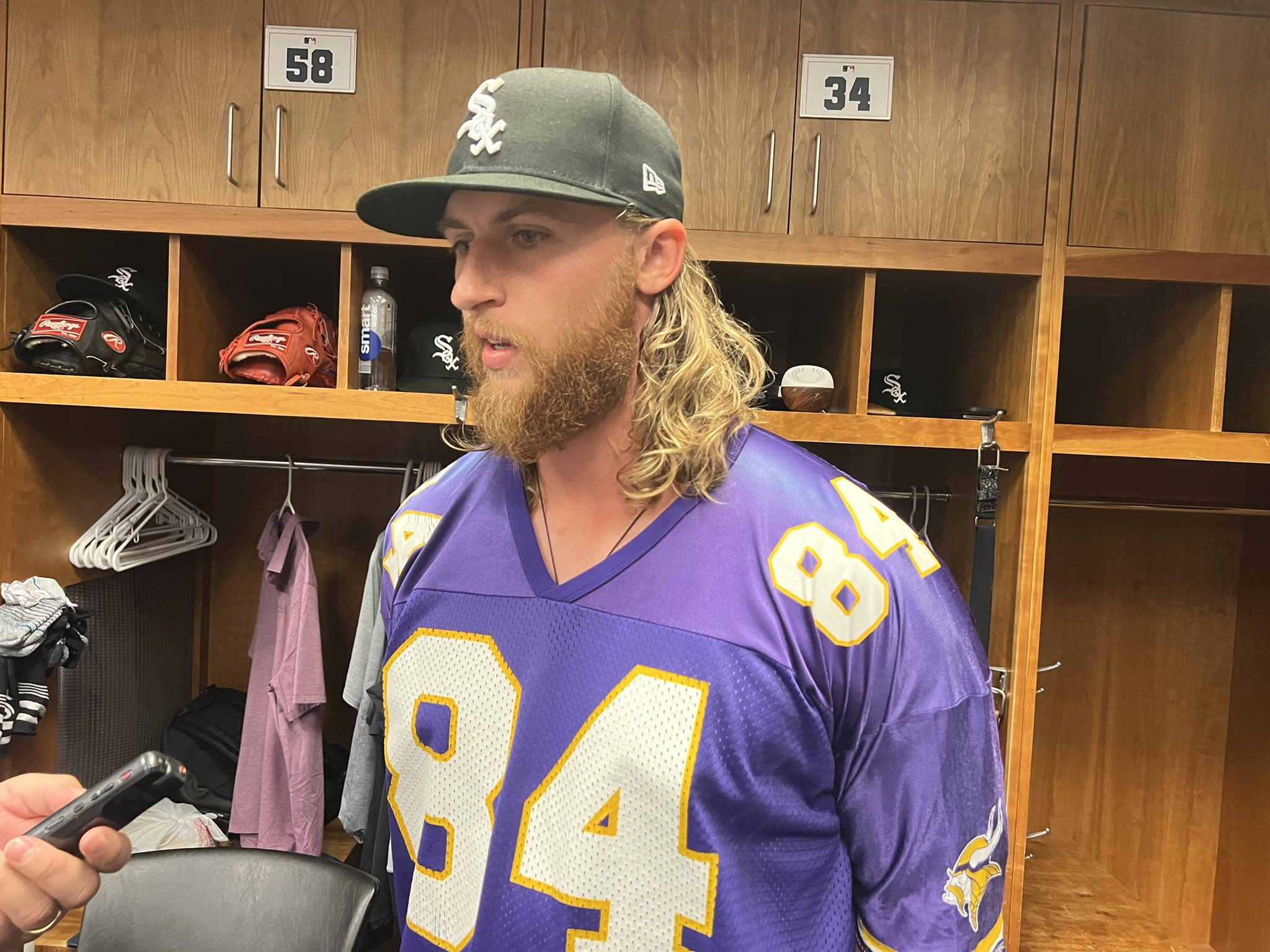 James Fegan on X: 'Michael Kopech modeling one of two Randy Moss jerseys in  the White Sox clubhouse. Adam Engel's looks a little more recently  purchased  / X