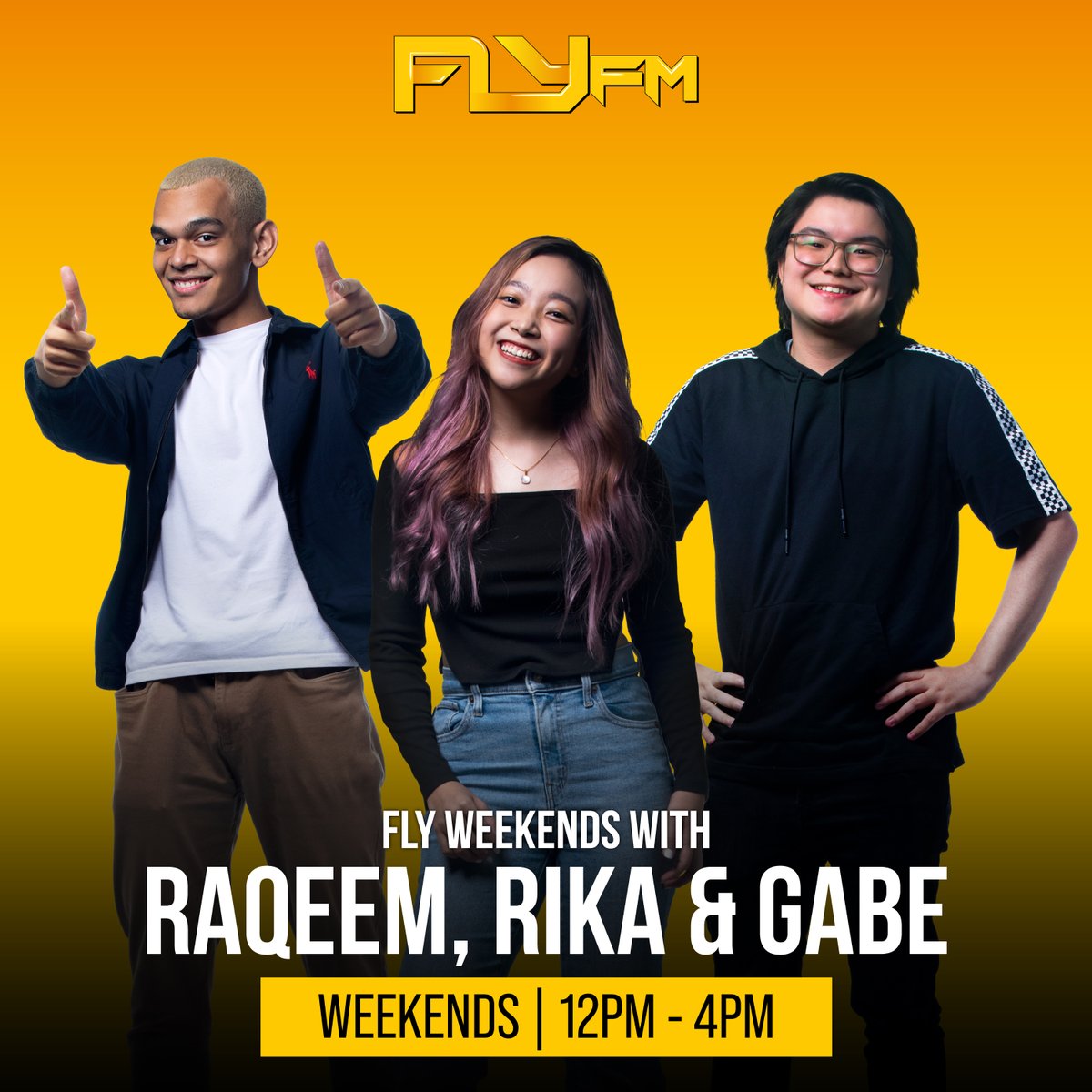 FlyFM958's tweet photo. Your weekends are sorted with Gabe, Rika and Raqeem! Tune in to the flyest music all day now by downloading the Audio+ app and stream #FlyFM! https://t.co/V5FpTRI1E4

#flyweekends #weekends #gabe #rika #raqeem https://t.co/HHKywN5NZA