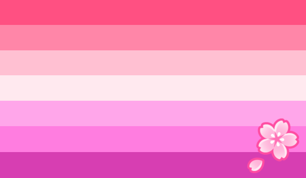 JesterFlags's tweet photo. -- Cherry blossom lesbian flag!

        made by Vince, a flag for transfem lesbians! https://t.co/mm7LpxD4X1