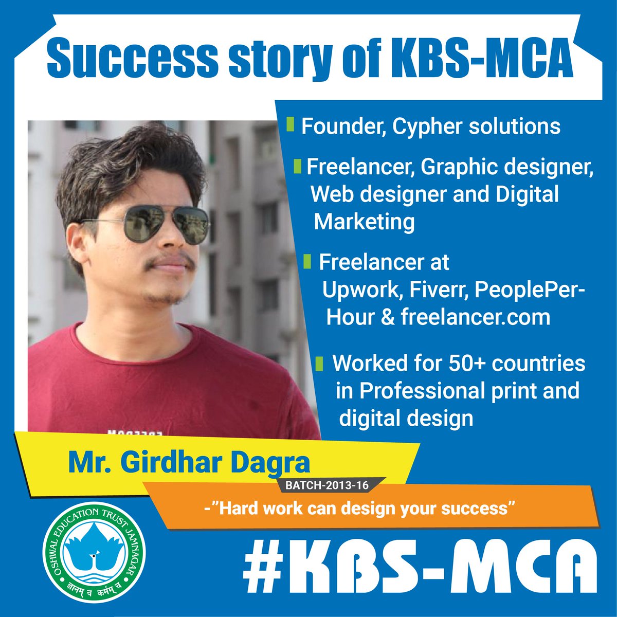 #Girdhar_Dagra
#An_Alumnus_of_JVIMS
#Graphic_Designer
#Founder
#Cypher_Solutions
#Jamnagar
#JVIMS_Memories
#JVIAMS
#MCA
#JVIMS_MCA_College
#MCA_in_Jamnagar