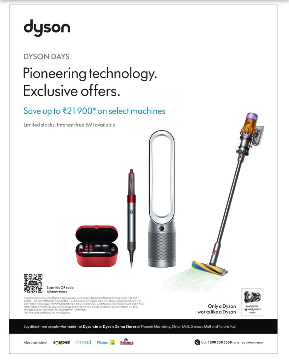 Leading household appliances brand #dyson in <a href="/BangaloreMirror/">Bangalore Mirror</a> today. Beautiful creative &amp; confident communication - "Only a Dyson works like a Dyson" <a href="/katranjeet/">Ranjeet Kate</a> <a href="/RahulC365/">Rahul Chauhan</a> <a href="/jitenderbisht/">Jitender Singh Bisht</a>