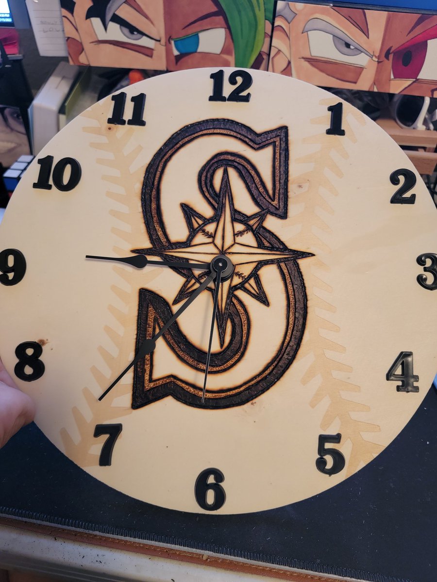 kitkatalack's tweet photo. Ok Twitter! Finished my @Mariners clock tonight!! Numbers or no? If yes, Burned or plastic? Hellllppppp! 😆
#SeattleMariners #mariners #baseball #SeaUsRise #mariners #hot #woodburning #pyography https://t.co/oQCDzJwvOv