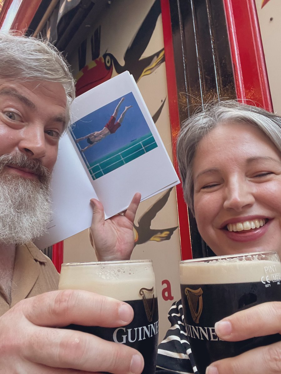abigailsong's tweet photo. #Páipéar Exhibition last night. Wonderful pieces by so many artists. 1st images by @jameskirwanart and @bridytweet The car is by my husband @johnoreillyart There he is chatting to my brother Blaise. Enjoying pints after the show with my other brother @macdarasmith #hangtough https://t.co/urO2qfnNa9