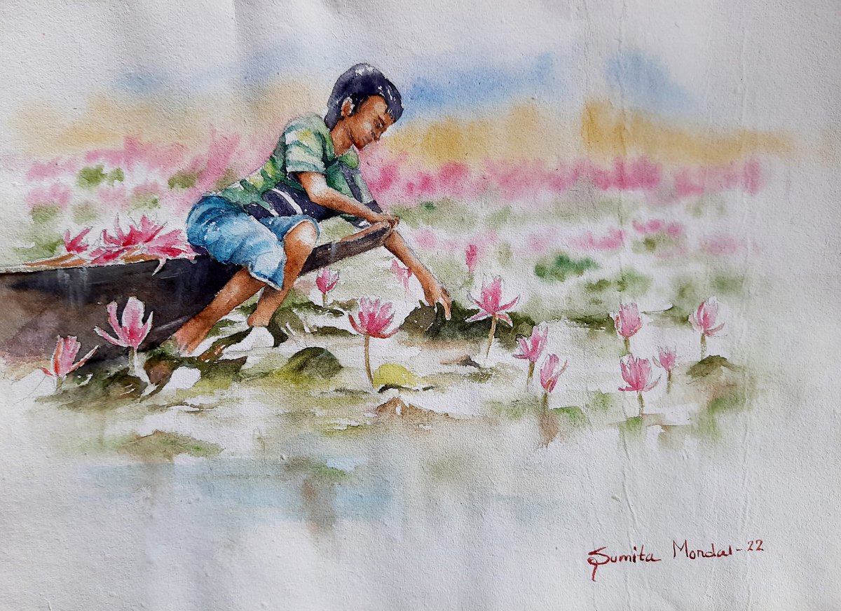 SumitasArtBook's tweet photo. Watercolour on paper 
Size-11x15 inch
#Indianwatercolourartist #watercolourpainting #Lilyspond #painting #todayspainting https://t.co/WV8CSxKTAy
