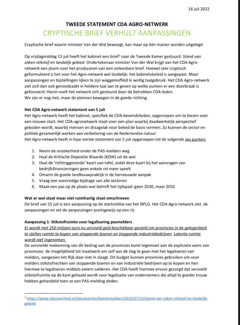 JAKoorevaar's tweet photo. Het lukte minister van stikstof vd Wal niet om in duidelijke taal te schrijven welke aanpassingen ze heeft gemaakt in het stikstofbeleid. Gisteren bracht ze een cryptische brief uit waarin ze de aanpassingen had verstopt. Het CDA Agro-netwerk voorzag de brief van duidelijke taal. https://t.co/RgkaaHg3fc