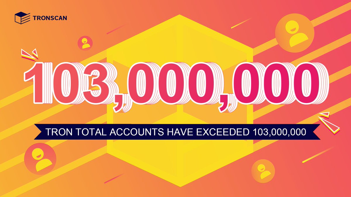 TRONSCAN_ORG's tweet photo. 🎉🎉🎉Congratulations!!! #TRON 's total accounts have reached 103,114,550, exceeding 103 million!

🚀#TRON ecosystem has developed rapidly and continues to make efforts to decentralize the web.  

🥰Appreciation to all #TRONICS! https://t.co/yN1SFLe6gT