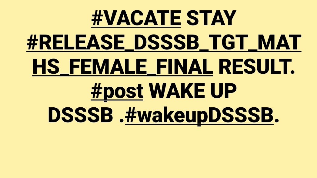 JyotiGothwal11's tweet photo. #VACATE STAY #RELEASE_DSSSB_TGT_MATHS_FEMALE_FINAL RESULT. #post WAKE UP DSSSB .#wakeupDSSSB
@ManjulaDas16
 
@PMOIndia

@ArvindKejriwal

@CMODelhi

@msisodia

@LtGovDelhi

@socialjurist @AnujAggarwalAdv https://t.co/PXevI768AC
