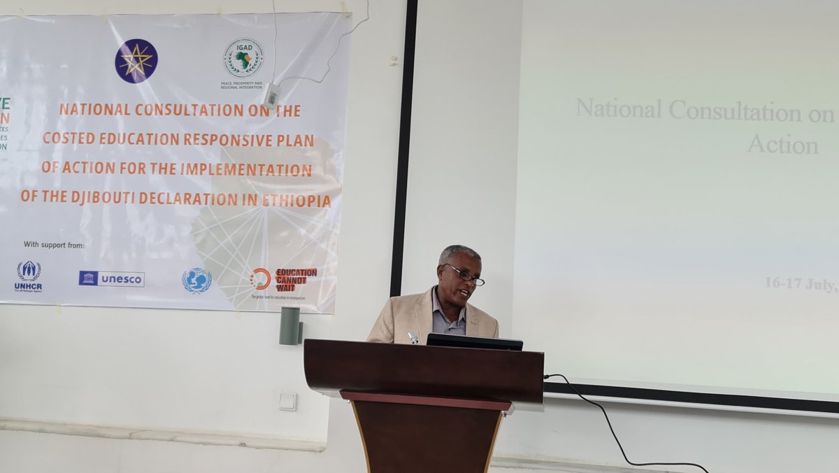 drkebedekassa's tweet photo. @IGADEduProgram
Dir Fathia Alwan, speaking @ the Ethiopian National Consultation Workshop on the #Costed #Education Response #Plan 4 implantation of the #Djibouti #Declaration on education for refugees, returnees & host communities, 16-17 Jul @ D/Zeit. Thanked ECW, GIZ & others. https://t.co/xiYUphQnVh