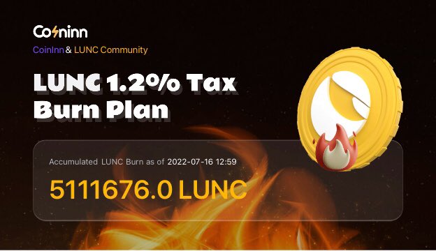#Coinİnn borsasının #LUNC yakımları 5 milyonu aştı. (Toplam 5.111.676,0 adet)

Bu yakımlar miktarından çok sembolik açıdan önemli.

#Binance borsasını $LUNC yakımı konusunda aynı planı uygulamasını bekliyoruz bunun için RT ve ❤️ ile Sesimizi CEO’ya duyuralım. (<a href="/cz_binance/">CZ 🔶 BNB</a>)

#USTC