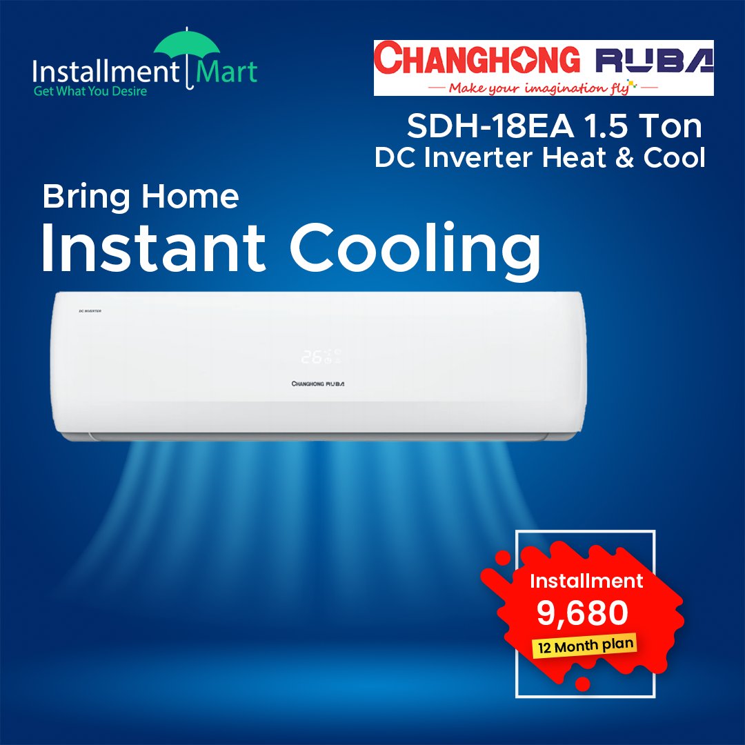 instalmentmart's tweet photo. #Buy #New #CHANGHONG #RUBA #AirConditioner SDH-18EA (1.5 Ton) #easy #affordable #monthly #installment #InstallmentMart
#Get #What #You #Desire
website:
https://t.co/2EfwNMAbIW
App:
https://t.co/ysvR4NEto8
For ios:
https://t.co/6T7Yhg8VBp
Contact us: 0321-7171727, 0300-8339996 https://t.co/LfKgxnRhq0