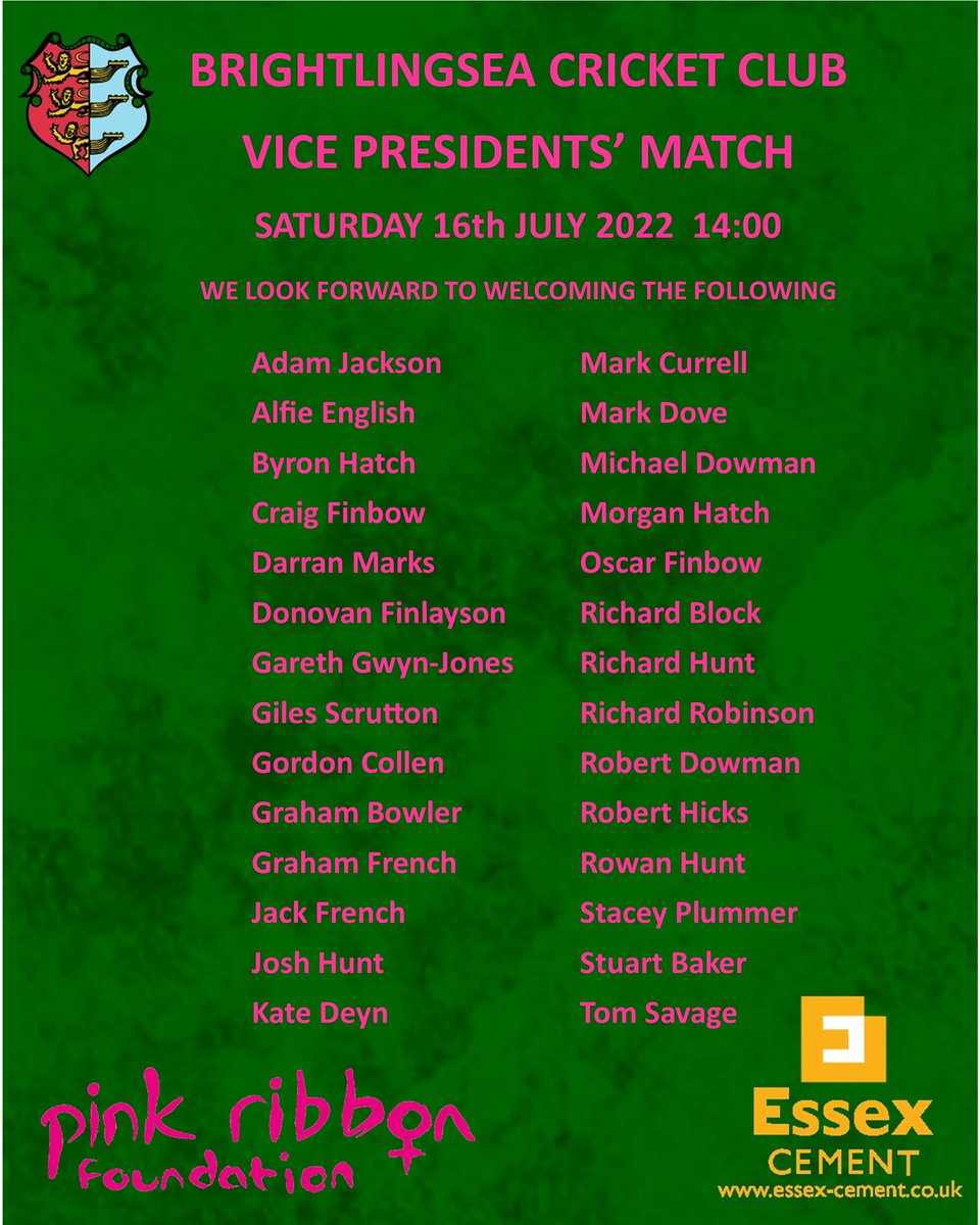 Today, at the Rec, is our Vice Presidents' Match. This year in support of <a href="/pinkribbonfound/">pinkribbonfoundation</a>

Please come along and enjoy the afternoon with us.  Bar is open for refreshments

All welcome

Many thanks to <a href="/MyIconBranding/">My Icon Branding</a> for their support