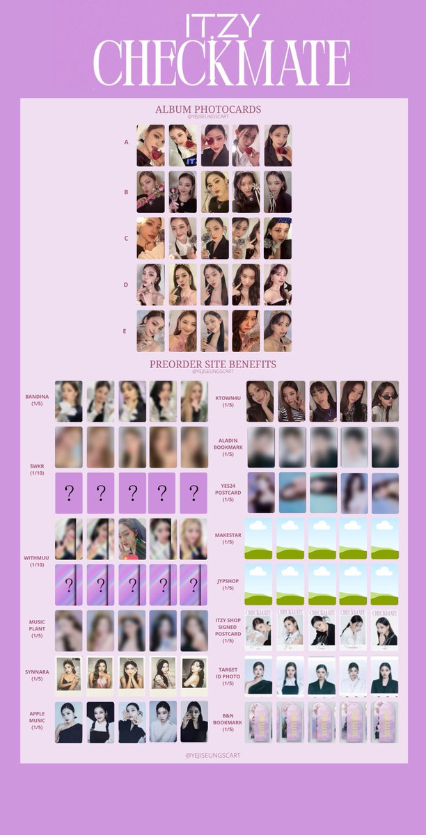 ITZY CHECKMATE モバイルくじ ポラロイド写真 ITZY CHECKMATE OT5 ALBUM PHOTOCARD AND SITE BENEFIT TEMPLATE