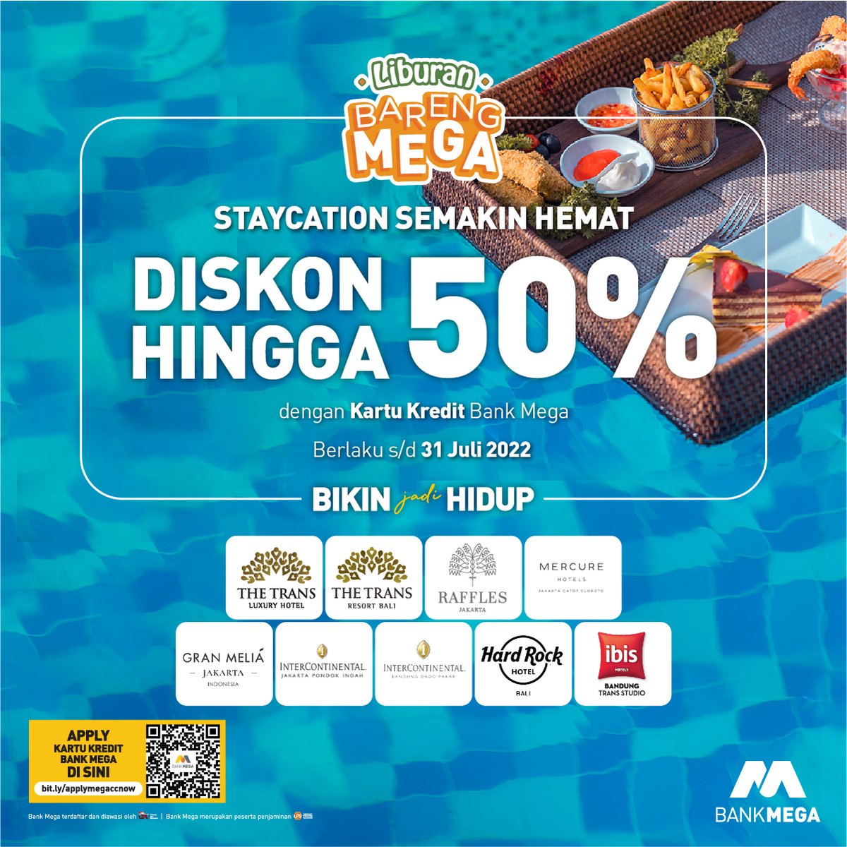 BankMegaID's tweet photo. Dapatkan diskon hingga 50% untuk promo tiket pesawat, penginapan, hingga wahana bermain. Ada promo spesial gini masa dianggurin, yuk cek promo lengkapnya di https://t.co/S3s2CPC3h1
Apply kartu kredit Bank Mega sekarang di https://t.co/4Ynef03lAV #LiburanBarengMega https://t.co/QJTwKxw21R
