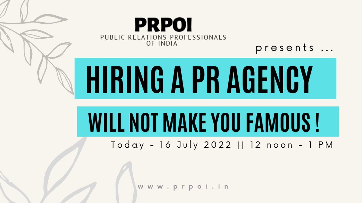 PRPOI (@prpoi_india) on Twitter photo Get a cuppa of whatever fuels you on a Saturday afternoon and join in! We are gonna get going on this roller coaster with <a href="/chhavidang/">Chhavi Dang</a> <a href="/prasidham/">Prasidha Menon</a> <a href="/krspraveen/">Praveen Singh</a> <a href="/preeti_binoy/">Preeti Binoy</a> <a href="/sredits/">Shreela Roy</a>
<a href="/mindtweak123/">Tarunjeet</a> <a href="/SokhalSonali/">sonali sokhal</a> <a href="/PoojaBD/">Pooja Trehan</a>
#PRPOI #Upski #PRagency #LoveForPR Get a cuppa of whatever fuels you on a Saturday afternoon and join in! We are gonna get going on this roller coaster with <a href="/chhavidang/">Chhavi Dang</a> <a href="/prasidham/">Prasidha Menon</a> <a href="/krspraveen/">Praveen Singh</a> <a href="/preeti_binoy/">Preeti Binoy</a> <a href="/sredits/">Shreela Roy</a>
<a href="/mindtweak123/">Tarunjeet</a> <a href="/SokhalSonali/">sonali sokhal</a> <a href="/PoojaBD/">Pooja Trehan</a>
#PRPOI #Upski #PRagency #LoveForPR
