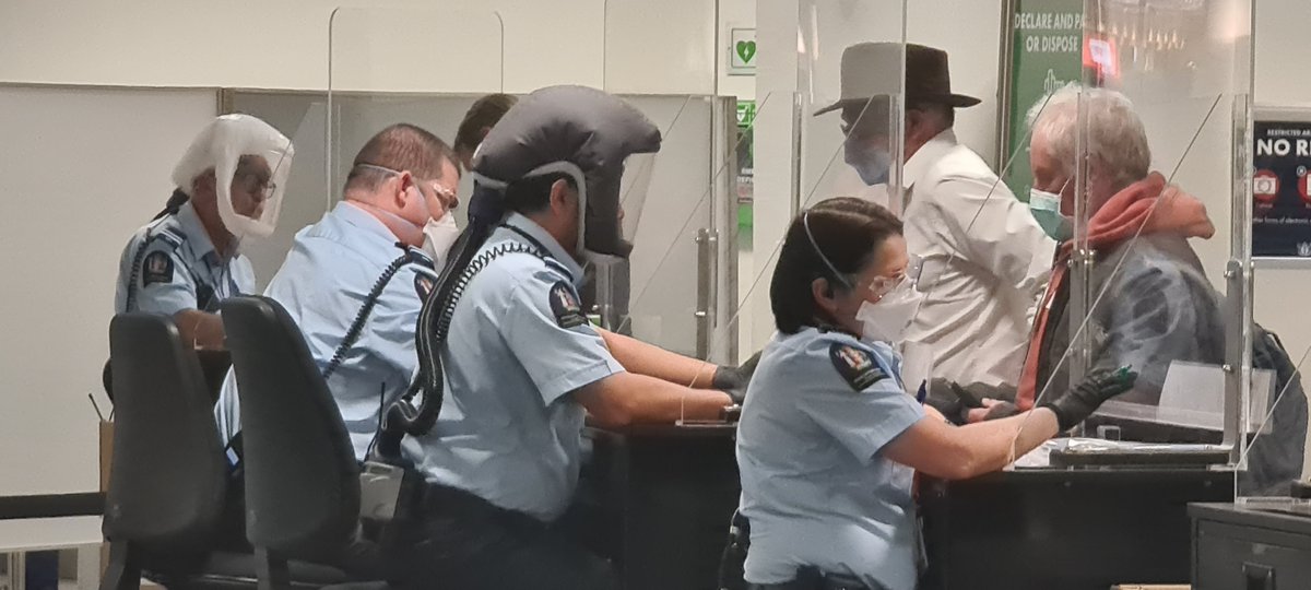 YouAreLobbyLud's tweet image. Christchurch, New Zealand. All the immigration and biosecurity staff in fit tested N95s, mainly 3M Auras. A few who failed fit test were in PAPRs. The officer I spoke to said they had had zero occupational transmission. 

IT&apos;S. NOT. HARD.