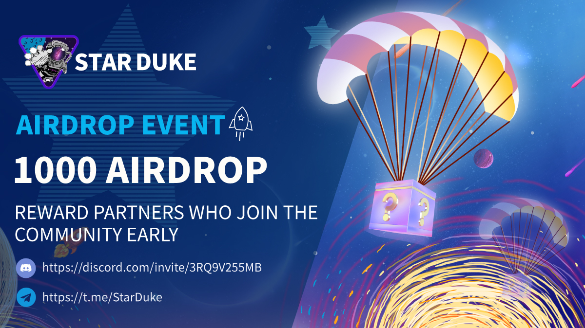 StarDukeGames's tweet photo. #StarDuke:#Airdrop🎙

#Airdrop tokens will reward partners who join the community early.

Please fill in the given google form.

https://t.co/nDTFUhMArf

Only the first 1000 email addresses are eligible to receive the Star Duke #airdrop.

#NFT  #AirdropCrypto  #Tokens   #GameFi https://t.co/GasfWiQ4Vy