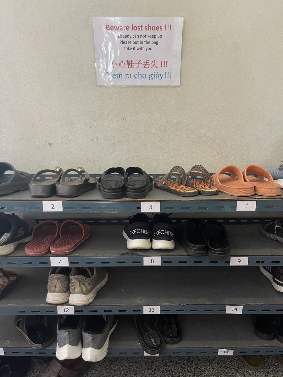 ntaychak's tweet photo. #WatTraimit sign - I was slightly concerned abt leaving my nice shoes but then lined them up w some Dior slides, Gucci sneakers & Ferragamo flats & was reassured 😂 https://t.co/gH13inUspK
