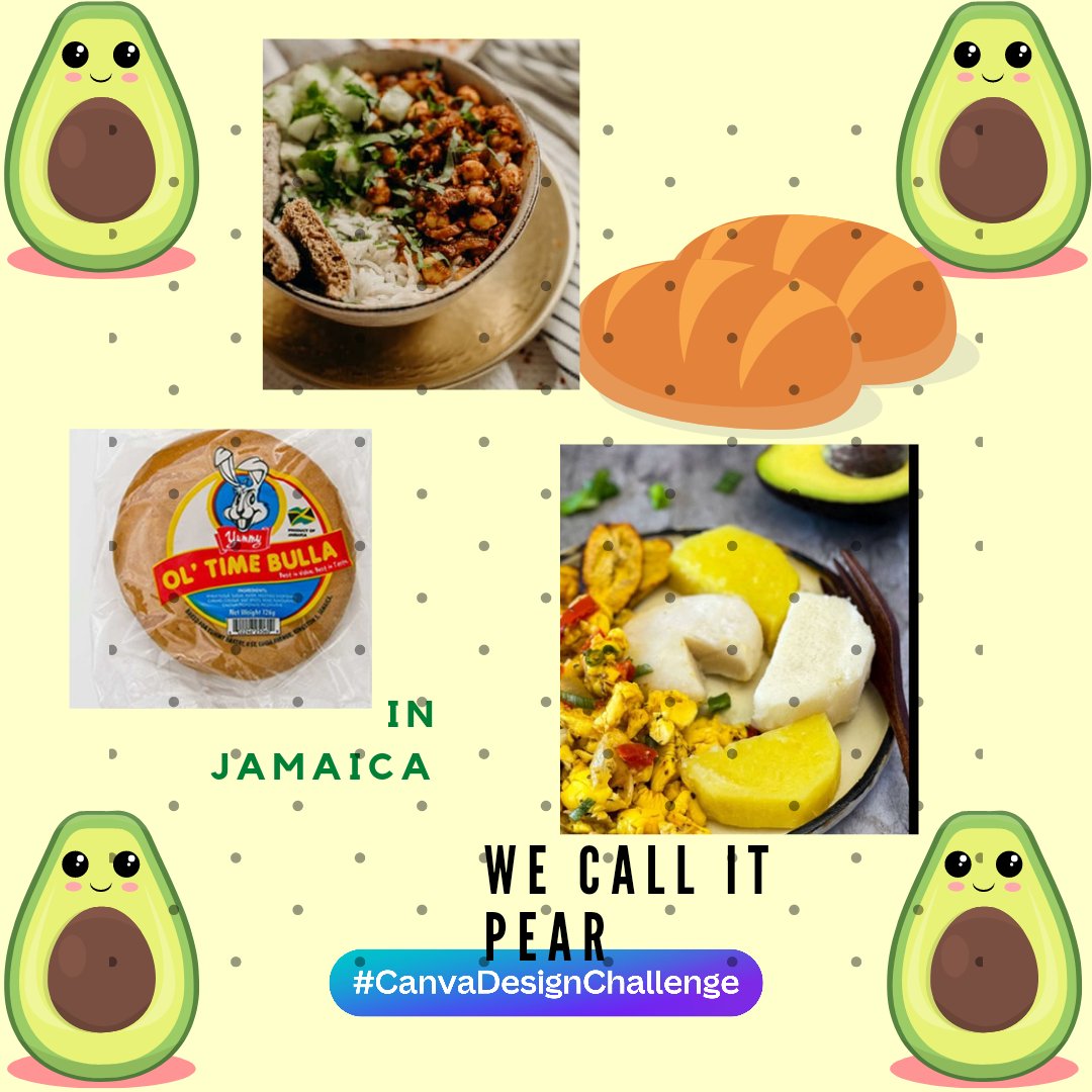 KadeshiOf's tweet photo. #CanvaDesignChallenge #wecallitpear #jamaicanfood #loveussomepear https://t.co/A0LBpZpYn6