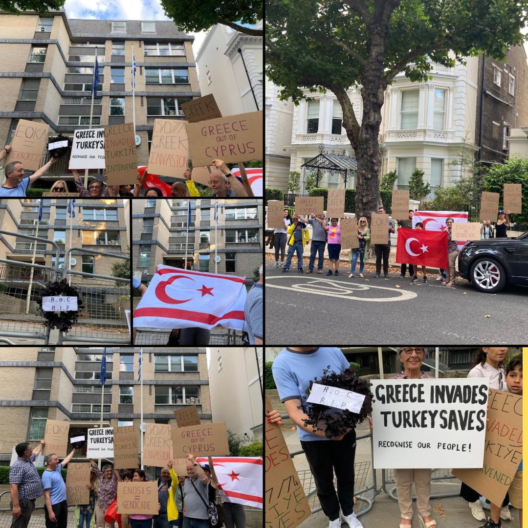 Young_Turk_Cyp's tweet photo. Scenes outside the Greek embassy yesterday 👏 thank you to everyone that showed up!
There’s only so much liking, following and sharing you can do on social media. Sometimes it’s best to take action on the street to raise awareness ‼️ #GreekInvasionOfCyprus https://t.co/BmG2cLlo5U
