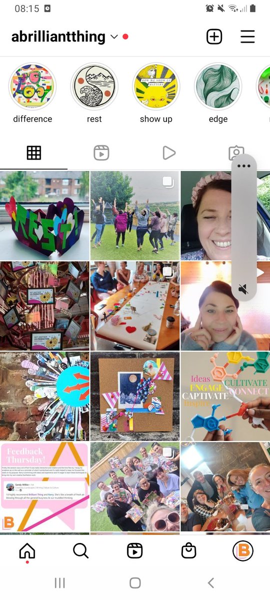 Brilliant Thing on instagram is full of videos photos and reflection, bringing ideas and creativity to your scrolling! find it at @abrilliantthing or scan the QR Code!