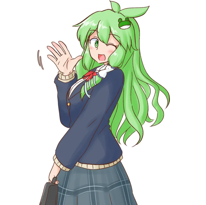 ゲーム内スキン用に描きました ブレザー早苗さん 