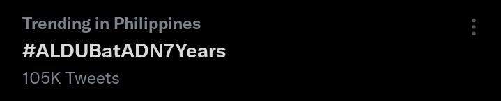 We're trending with 105k tweets as of 3:26pm 💚

#ALDUBatADN7Years
GRATEFUL 7th Anniversary