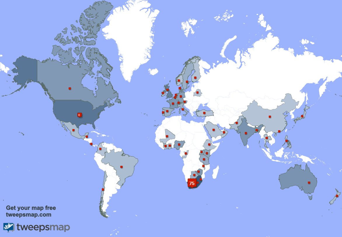 I have 1 new followers from South Africa last week. See tweepsmap.com/!WIBCInnovation