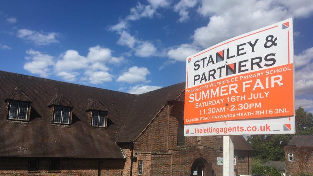 We hope our #churchschool <a href="/stwilfshh/">St Wilfrid's CofE Primary @stwilfshh</a> have a great day with their summer fair. We have had signs up at church &amp; the vicarage &amp; hope this helps get people along. We hope you have a great day
#HaywardsHeath <a href="/ChichesterDio/">Chichester Diocese</a> #summerfair #sussex